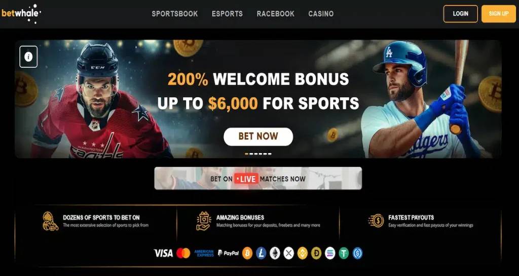 BetWhale sportsbook offering crypto-friendly NBA betting with live in-play markets and secure payouts.